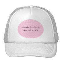 Lunares rosados del corazón que casan favores gorras de camionero