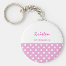 Lunares rosados y blancos KC18 de la dama de honor Llaveros