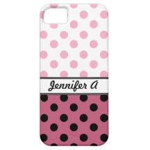 Lunares rosados y caja negra del iPhone 5 iPhone 5 Fundas