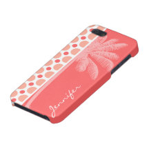 Lunares rosados y coralinos tropicales iPhone 5 funda