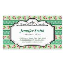 Lunares verdes lindos de la cinta con color de ros tarjeta de visita