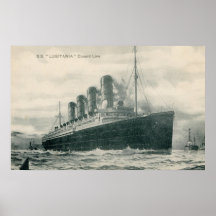 Lusitania de los SS del vapor del vintage Impresiones