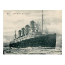 Lusitania de los SS del vapor Postales