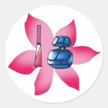 Lustre rosado del labio y un perfume azul pegatinas  