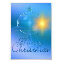 Luz azul del ornamento de las Felices Navidad del  Foto