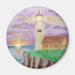 Luz de la vela del mar imán para frigorífico