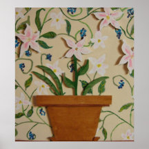 Maceta de madera w/flowers poster