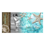 Madera del azul del Seashell de Photocard del boda Tarjetas Con Fotos Personalizadas