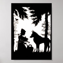 Maderas rojas del lobo de la capa con capucha de l posters