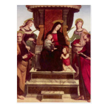 Madonna y niño Enthroned con los santos por el Rap Tarjeta Postal