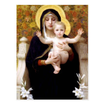 Madonna y niño postal