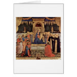 Madonna y santos Enthroned por Fra Angelico Tarjeta
