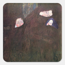 Madre con los niños de Gustavo Klimt Calcomanía Cuadrada