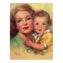Madre del vintage y retrato del niño postales