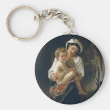 Madre joven que mira en su niño - Bouguereau Llavero