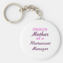 Madre orgullosa de un encargado del restaurante llaveros