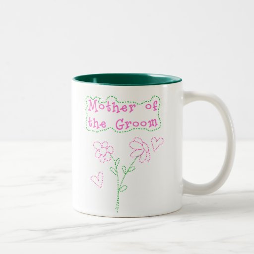 Madre rosada de las flores del novio tazas de café