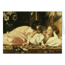 Madre y niño, Leighton, arte del Victorian del vin Tarjetón