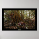 Madre y orangután joven en selva tropical - consol poster