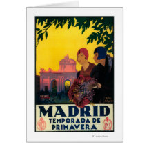 Madrid en poster promocional del viaje de la prima tarjetón