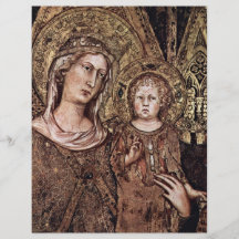 Maestà Madonna Enthroned como el santo patrón Tarjeton