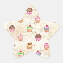 Magdalenas del vintage pegatinas forma de estrella personalizadas