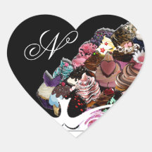 Magdalenas elegantes (fondo negro) colcomanias corazon personalizadas