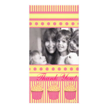 Magdalenas en colores pastel rosadas tarjeta con foto personalizada