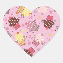Magdalenas en rosa calcomanías corazones