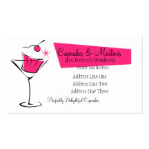 Magdalenas y martinis en rosas fuertes tarjetas de visita