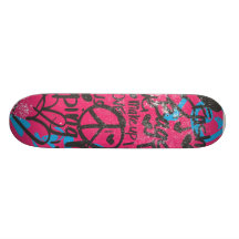 Magenta-Aguamarina del damasco, pintada Monopatín Personalizado