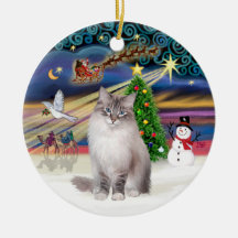 Magia del navidad - gato de Ragdoll (lince Colorpi Ornamento Para Arbol De Navidad
