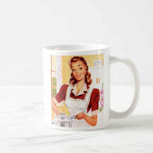 Magia retra de la cocina del kitsch 50s de las muj taza