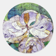Magnolia en blue.jpg pegatina redonda