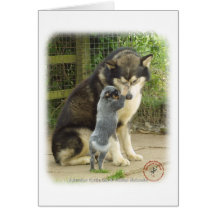 Malamute de Alaska con el perrito del perro del ga Tarjetón