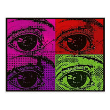 Males de ojo del arte pop del color de Katie Pfeif Postal