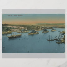 Malta - puerto magnífico, vintage tarjetón