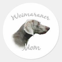 Mamá 2 de Weimaraner Etiquetas Redondas