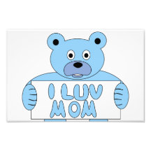 Mamá azul del oso I Luv del dibujo animado (mamá d Impresiones Fotograficas
