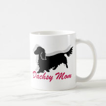 Mamá de pelo largo del Dachshund Tazas De Café
