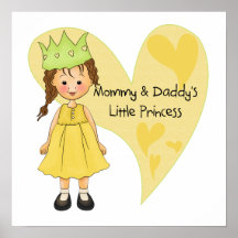 Mamá del pelo de Brown y la princesa del papá Posters