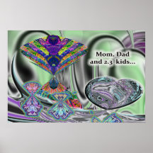 Mamá, papá y poster de 2,3 niños