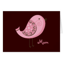 Mamá retra rosada del pájaro tarjeta