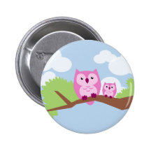 Mamá y bebé rosados lindos del búho pin
