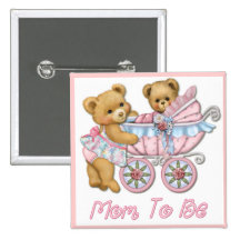 Mamá y carro - rosa del oso de peluche pin