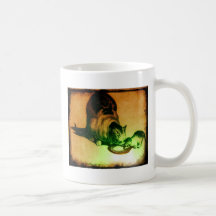 Mamá y gatito que festejan las ilustraciones taza de café
