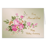 Mamá y papá rosados del aniversario de boda de los felicitaciones