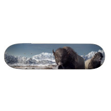 Manada del bisonte en invierno tabla de patinar