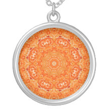 Mandala anaranjada atómica de la acuarela joyerías