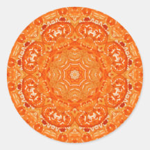 Mandala anaranjada atómica de la acuarela etiquetas  